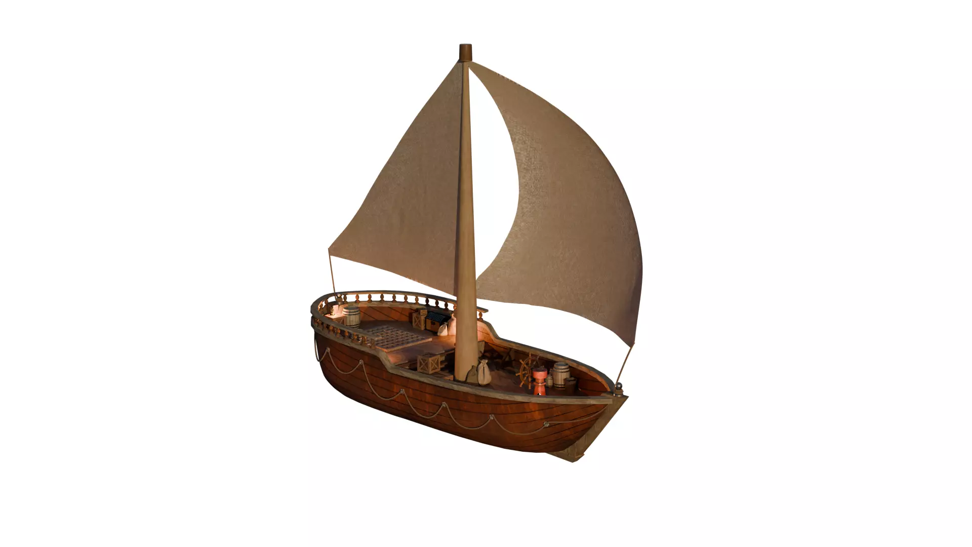 Stylized old boat 3D model