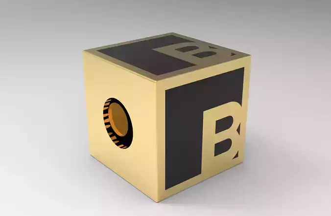 Hollow cubic bead B alphabet 