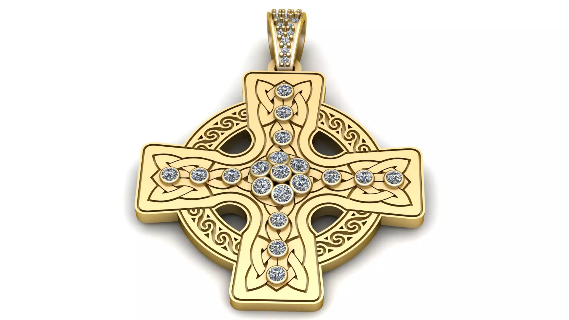 Polished Allay Gold Plated Cross pendant 3d printable model 3D print model