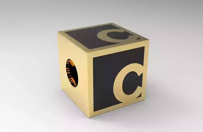 Hollow cubic bead C alphabet 