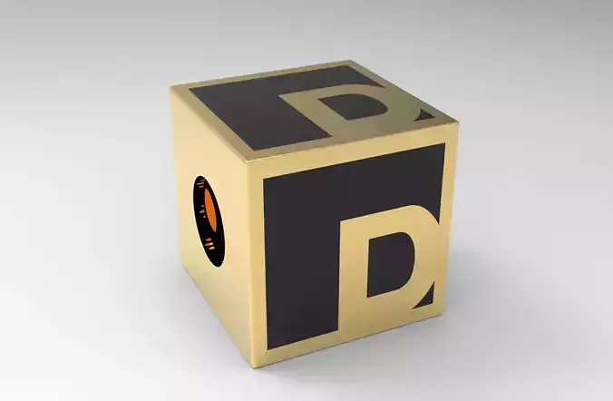 Hollow cubic bead D alphabet 