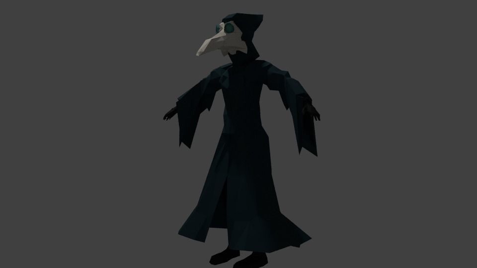 Low poly Plague doctor Low-poly 3D model_3
