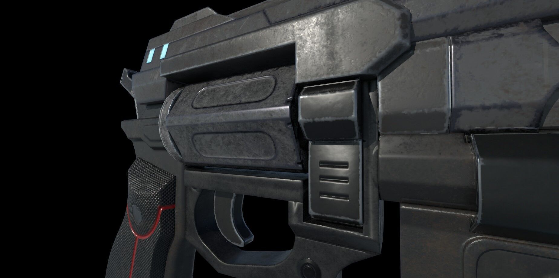 Scifi HandCannon Type A - Low Poly model for games Low-poly 3D model_2