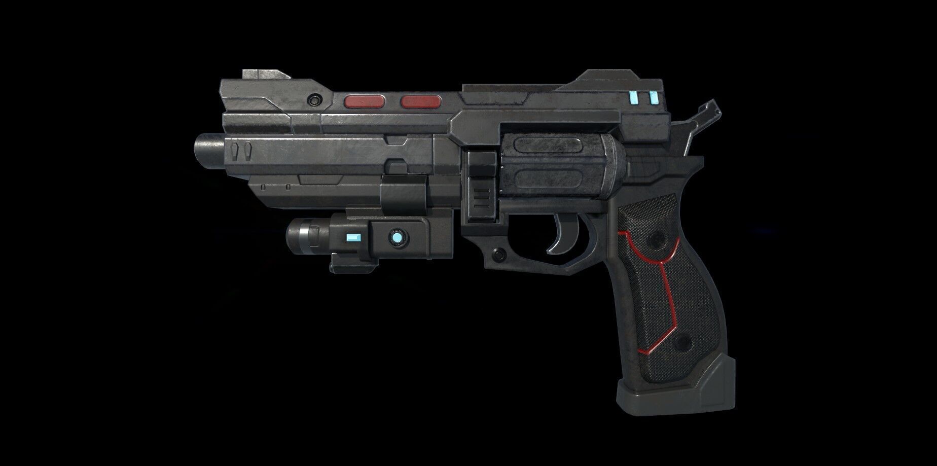 Scifi HandCannon Type A - Low Poly model for games Low-poly 3D model_5