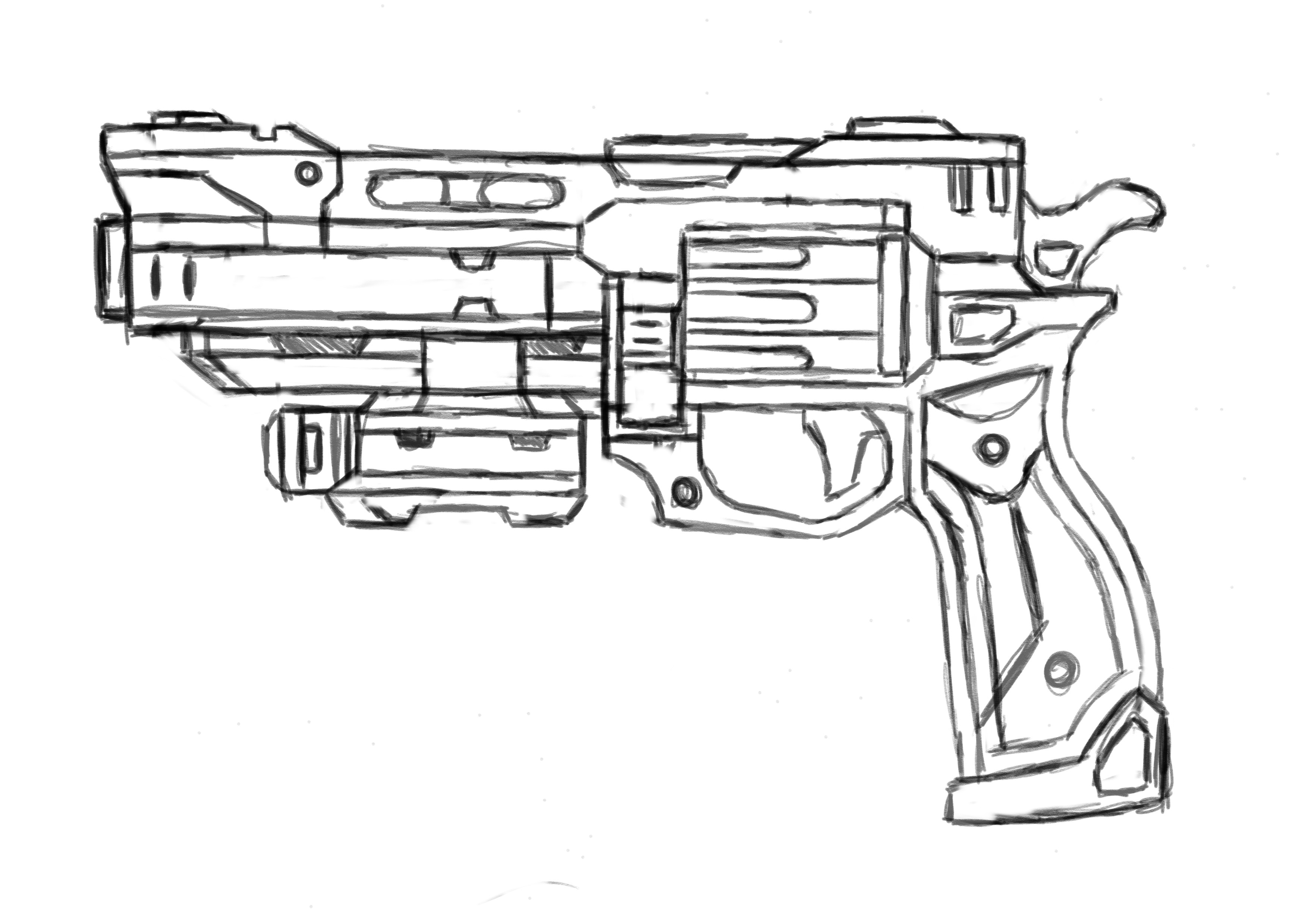 Scifi HandCannon Type A - Low Poly model for games Low-poly 3D model_7