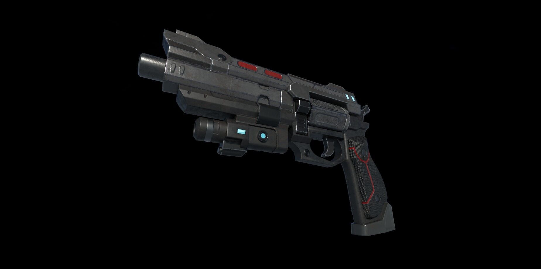 Scifi HandCannon Type A - Low Poly model for games Low-poly 3D model_4