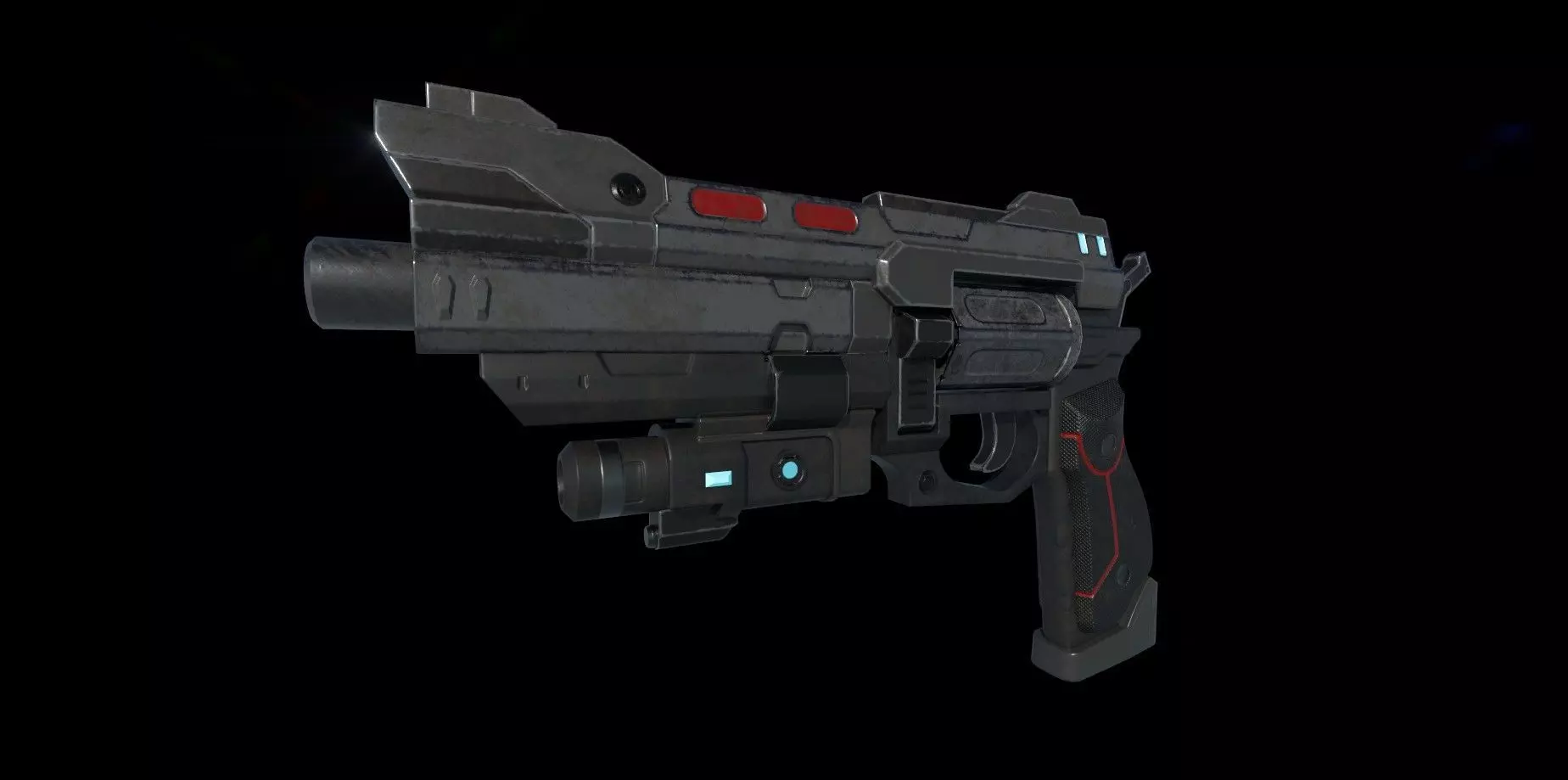 Scifi HandCannon Type A - Low Poly model for games Low-poly 3D model_0