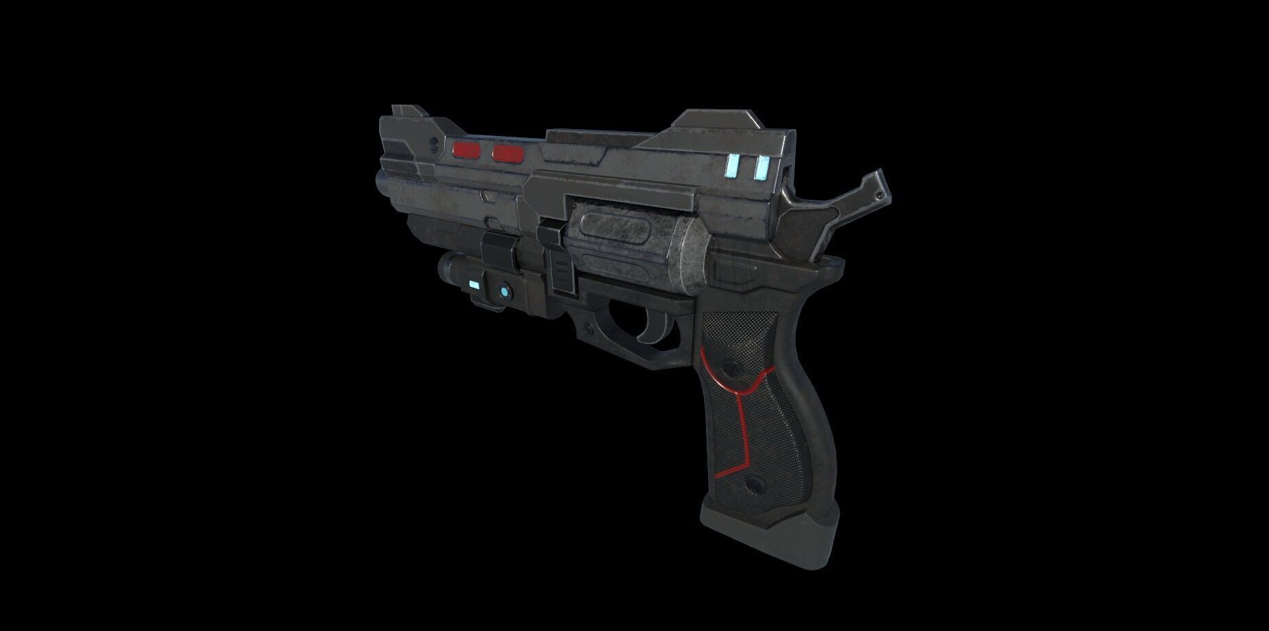 Scifi HandCannon Type A - Low Poly model for games Low-poly 3D model_3