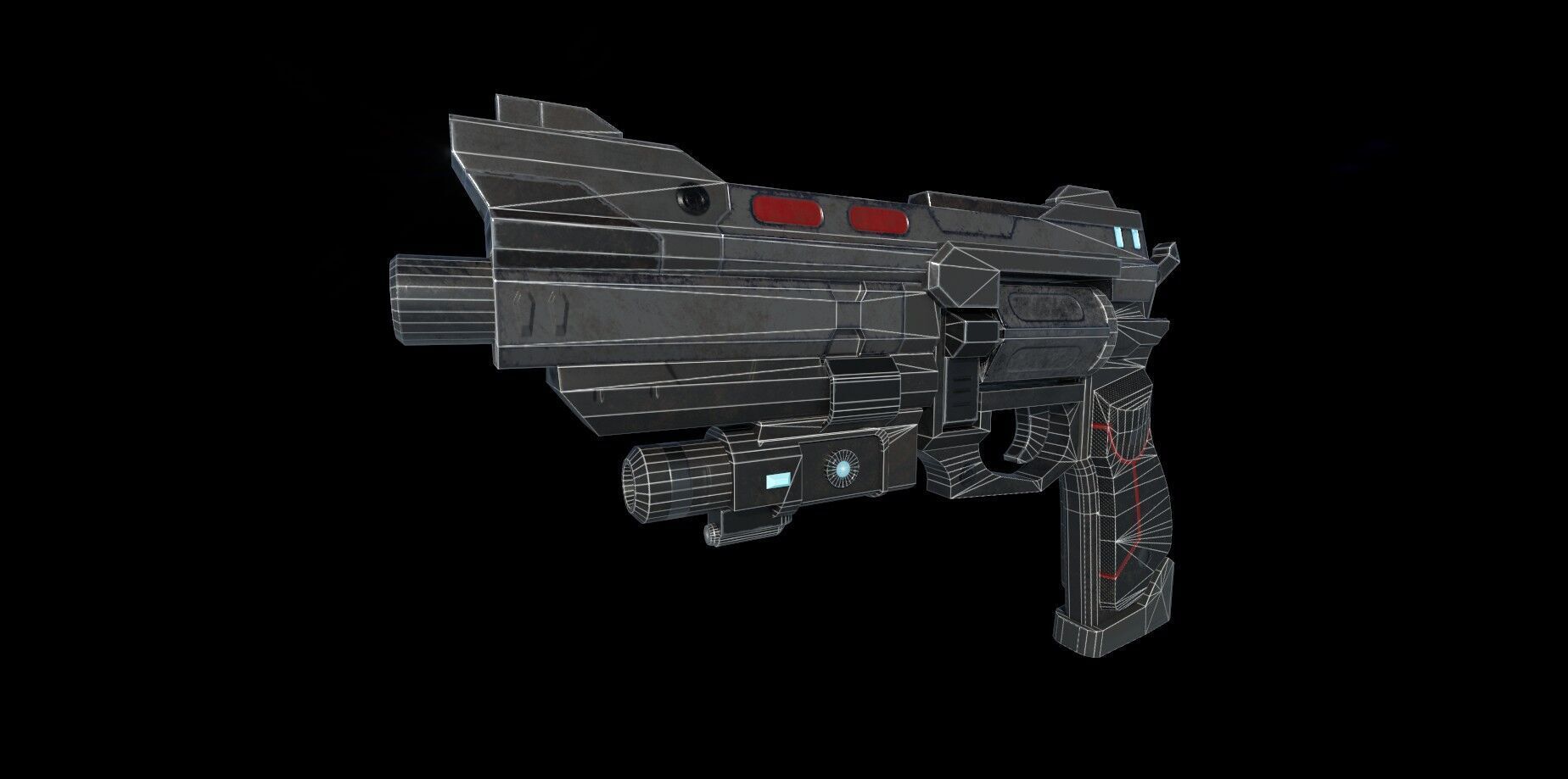 Scifi HandCannon Type A - Low Poly model for games Low-poly 3D model_6