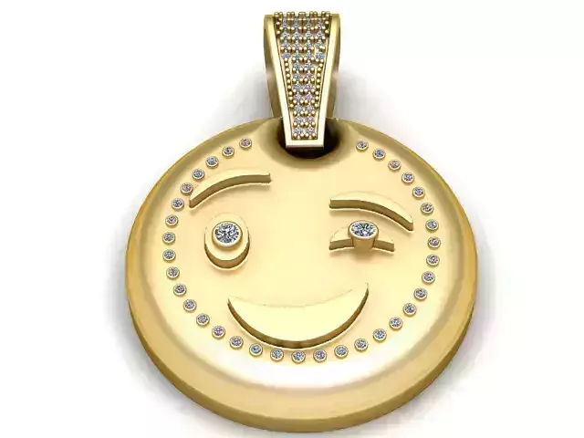 Smiley Pendant PENDANT 3D PRINTABLE MODEL 