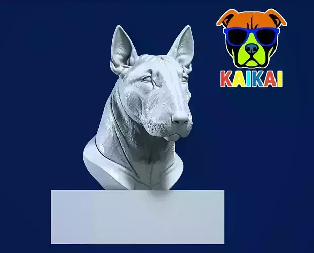 Bull terrier head Dog model - 3D print