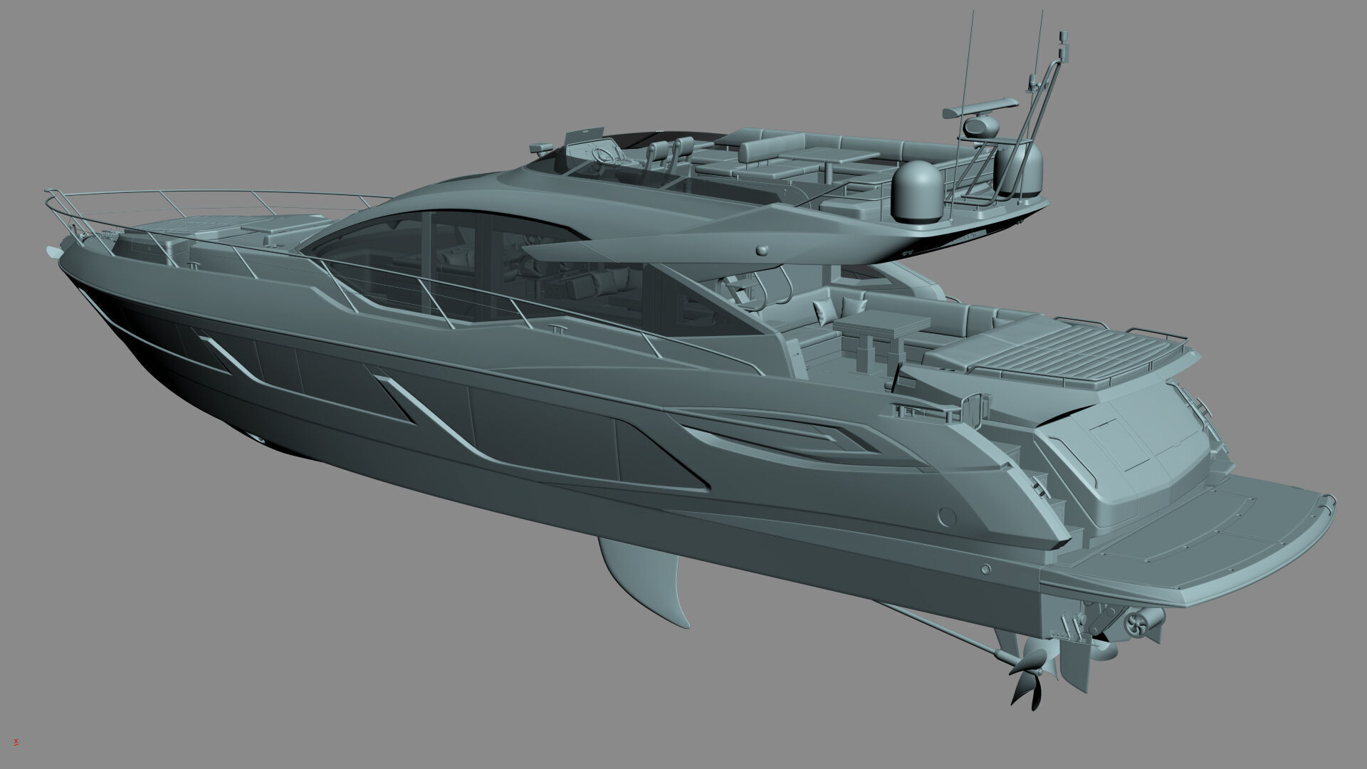 Sunseeker 74 Black Sport Yacht 3D model_43