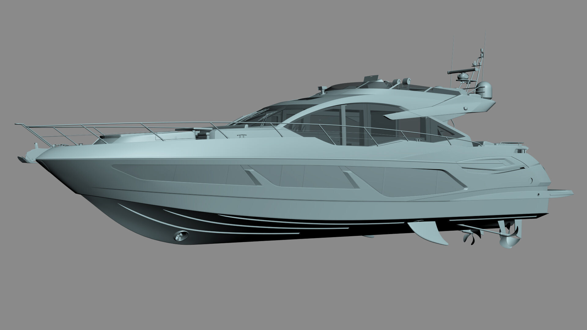Sunseeker 74 Black Sport Yacht 3D model_41