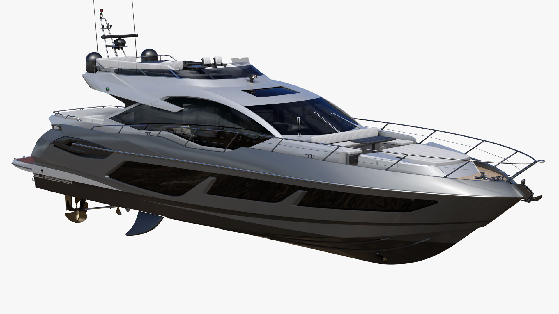 Sunseeker 74 Black Sport Yacht 3D model_4