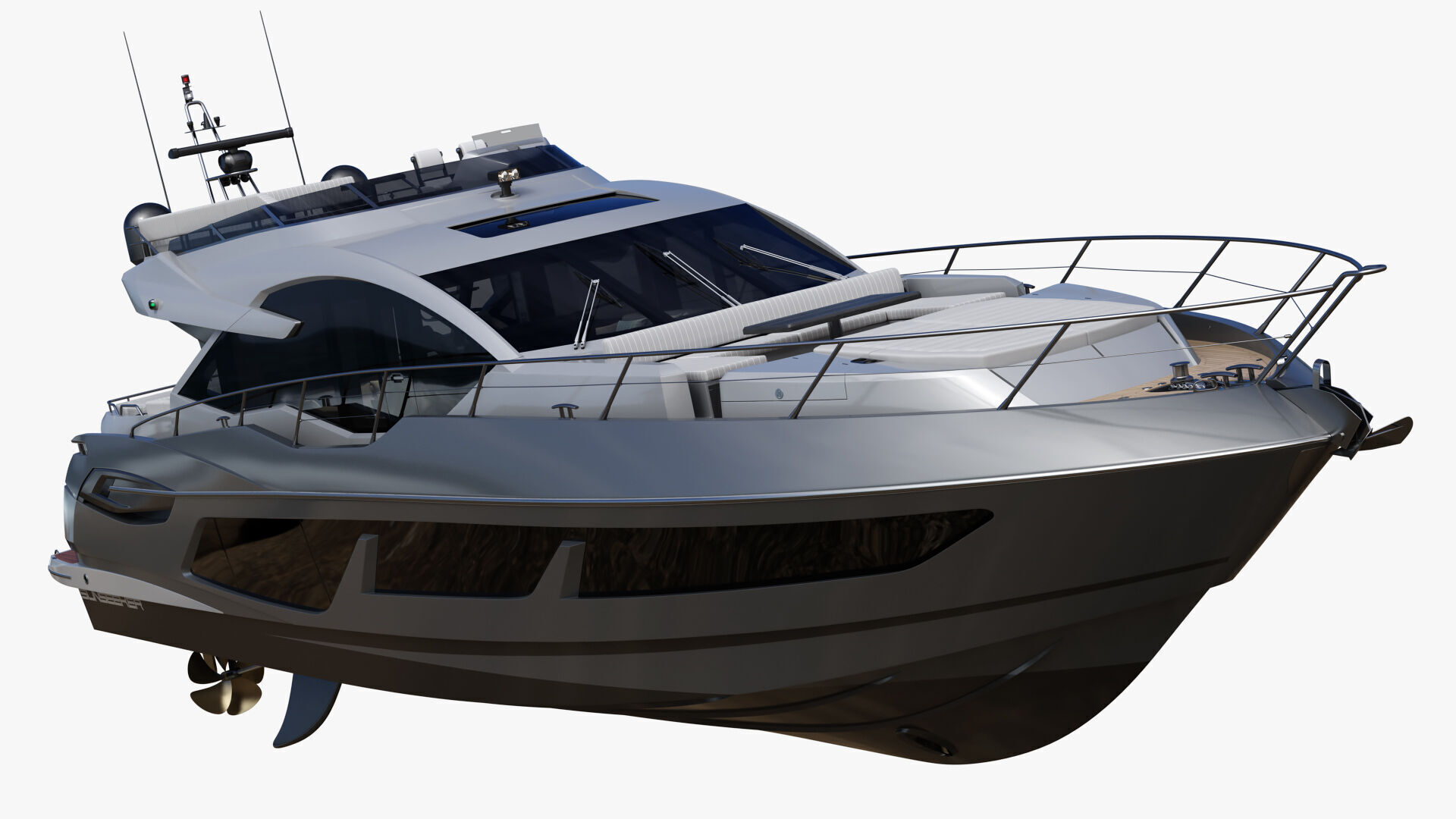 Sunseeker 74 Black Sport Yacht 3D model_11