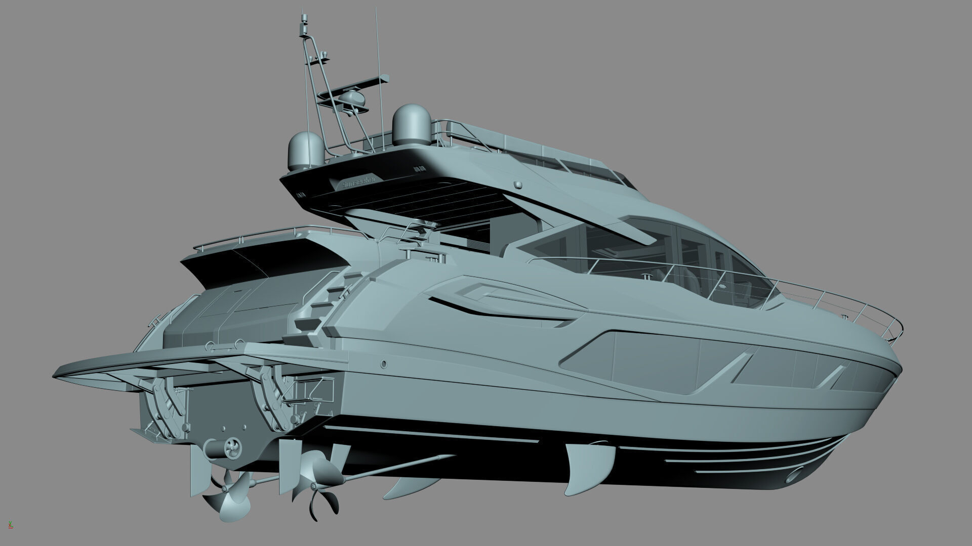 Sunseeker 74 Black Sport Yacht 3D model_47