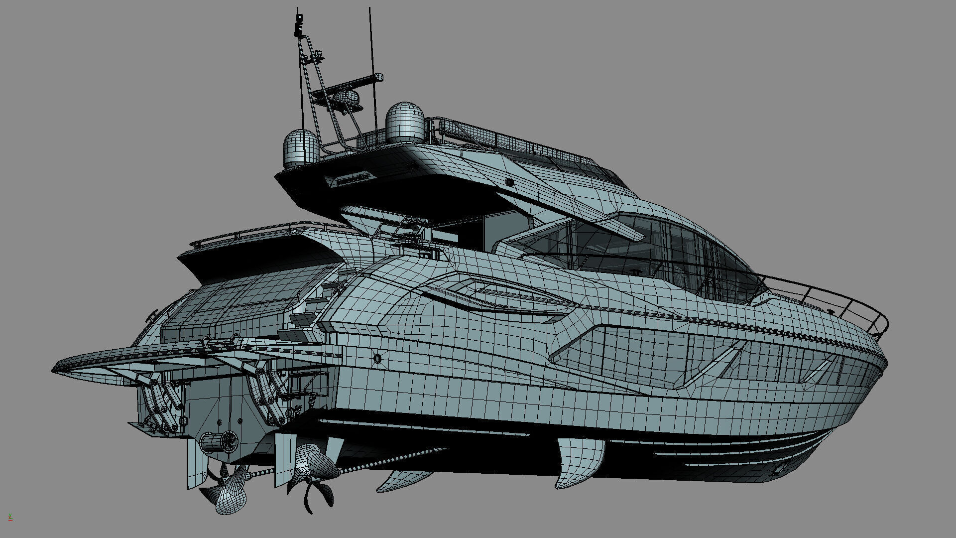 Sunseeker 74 Black Sport Yacht 3D model_48