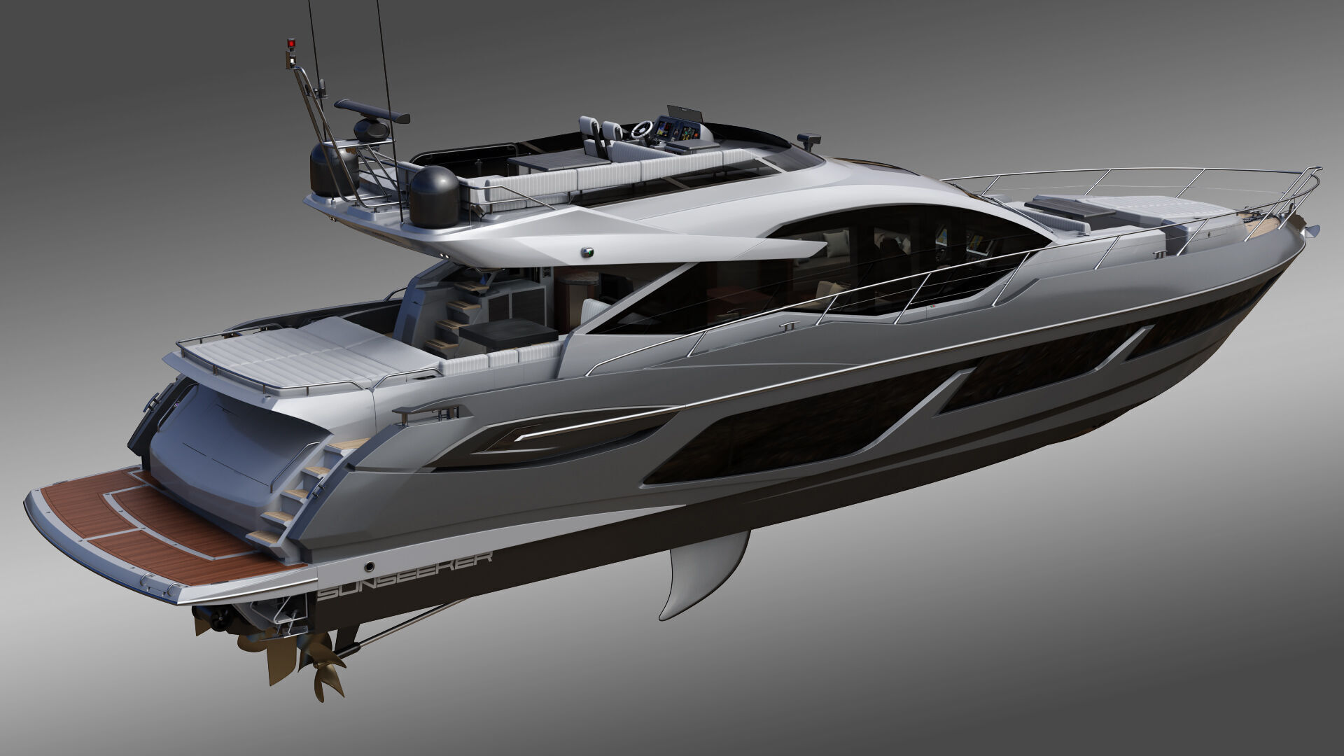 Sunseeker 74 Black Sport Yacht 3D model_2