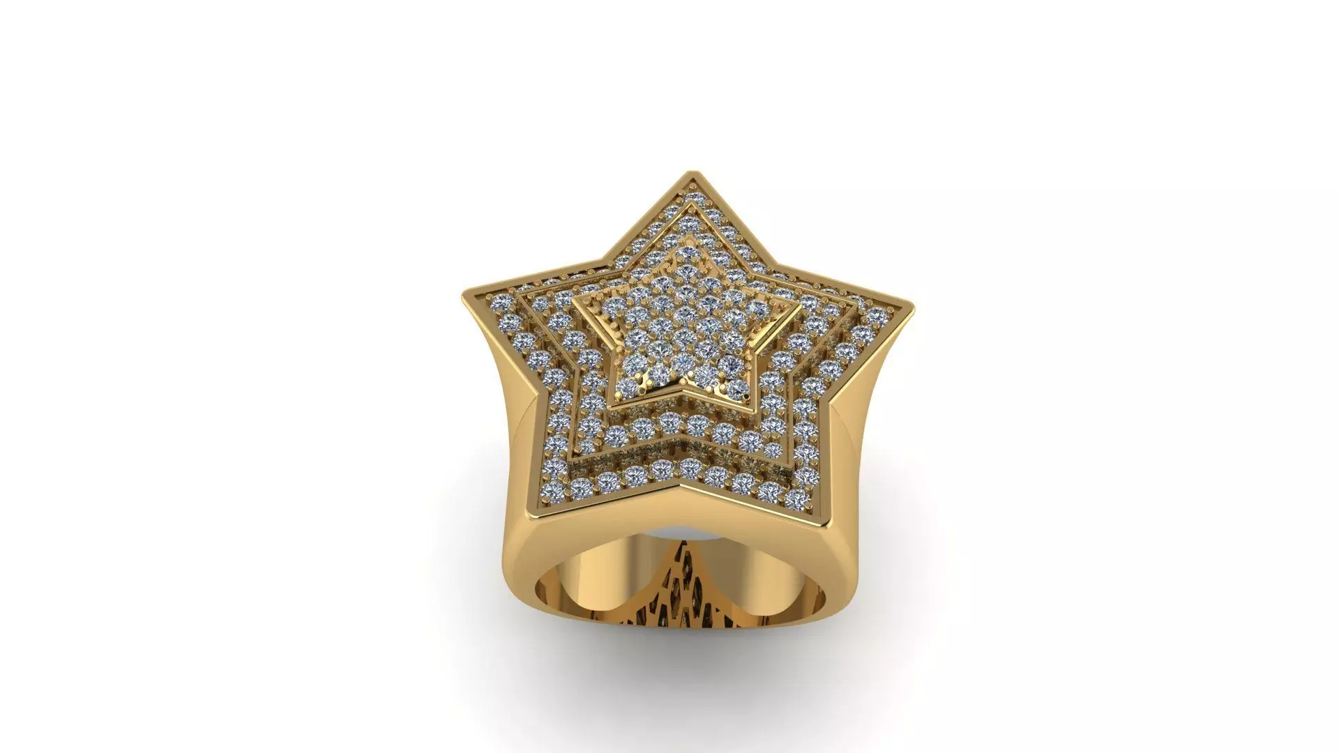 Bold Star Statement Ring Diamond Encrusted Jewelry 3D print model