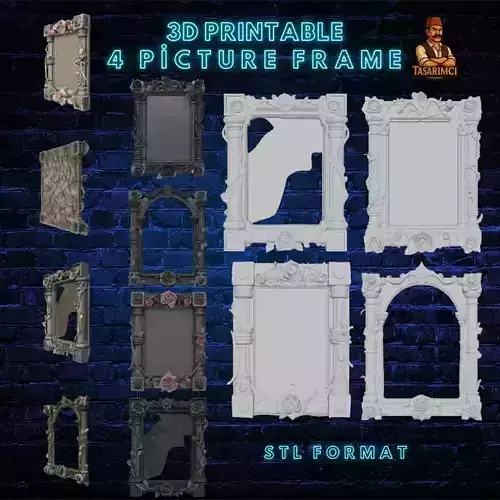 Gothic Floral Picture Frame STL Format