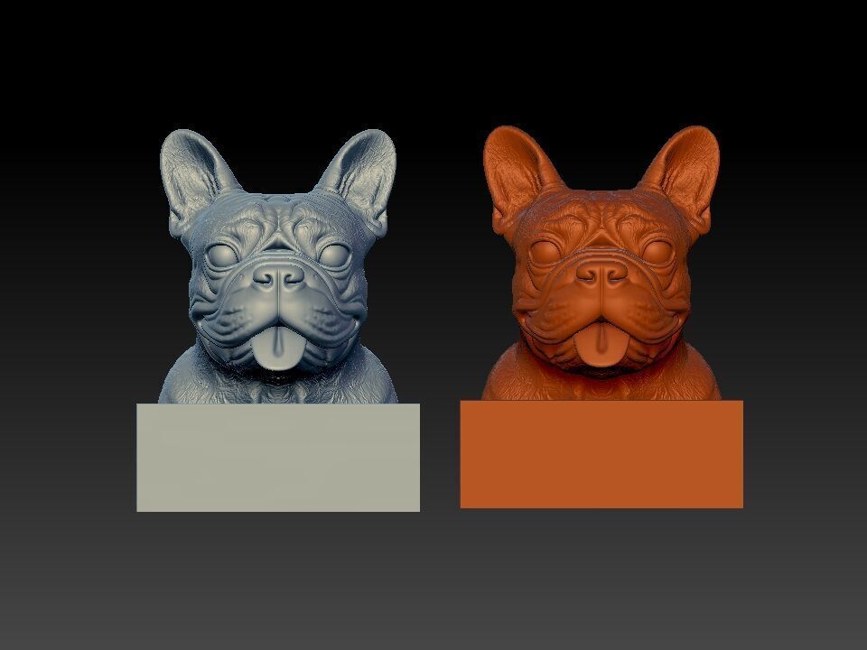 Head French bulldog - Dog head - statue - 3D print 3D print model_2
