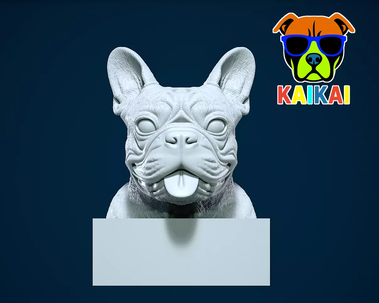 Head French bulldog - Dog head - statue - 3D print 3D print model_0
