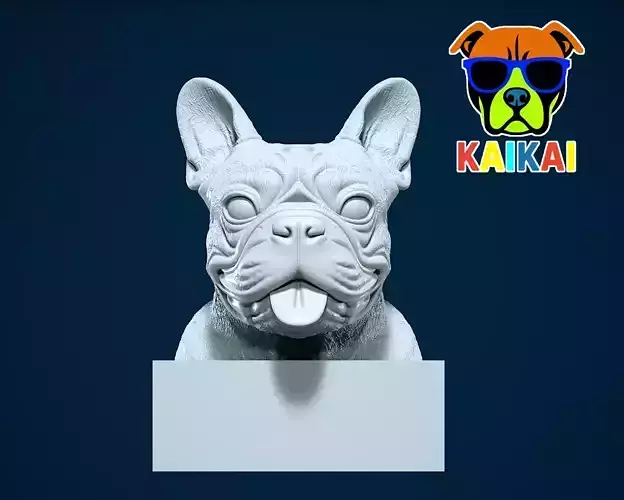 Head French bulldog - Dog head - statue - 3D print