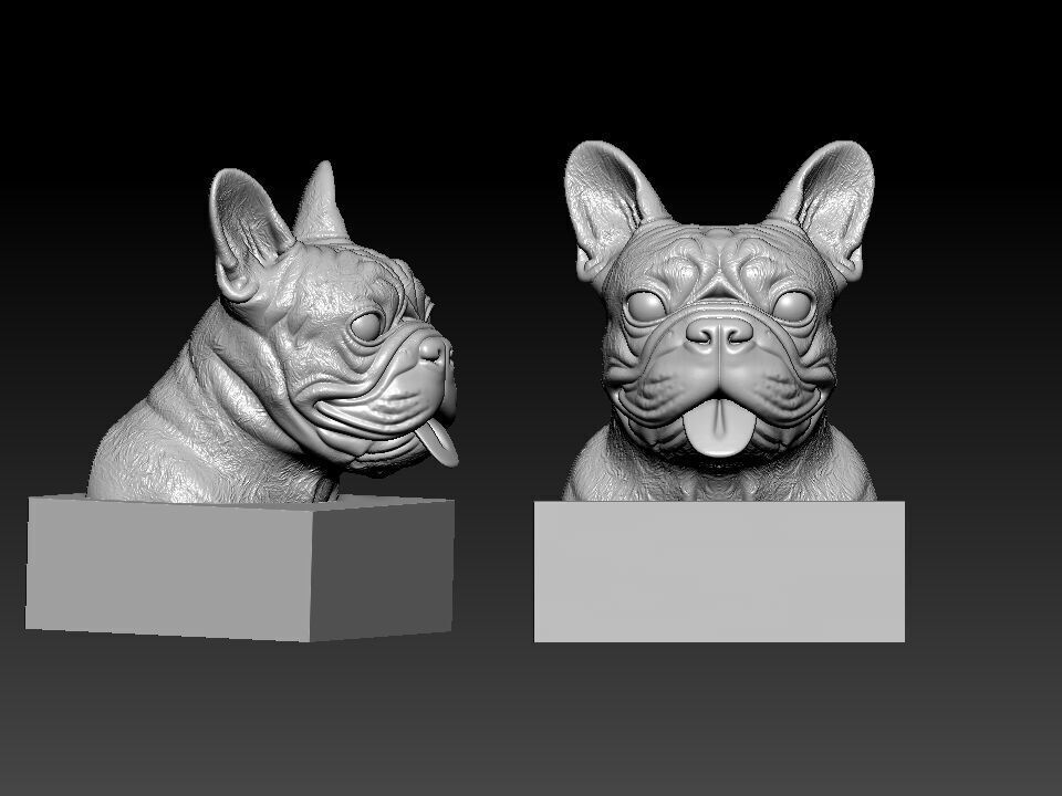 Head French bulldog - Dog head - statue - 3D print 3D print model_1