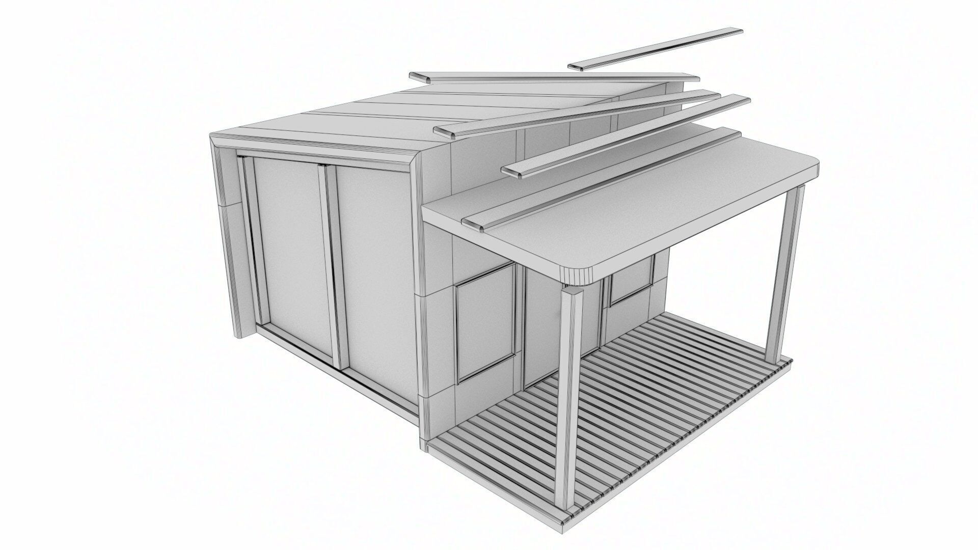 Cartoon Remote House - Animated Low-poly 3D model_33