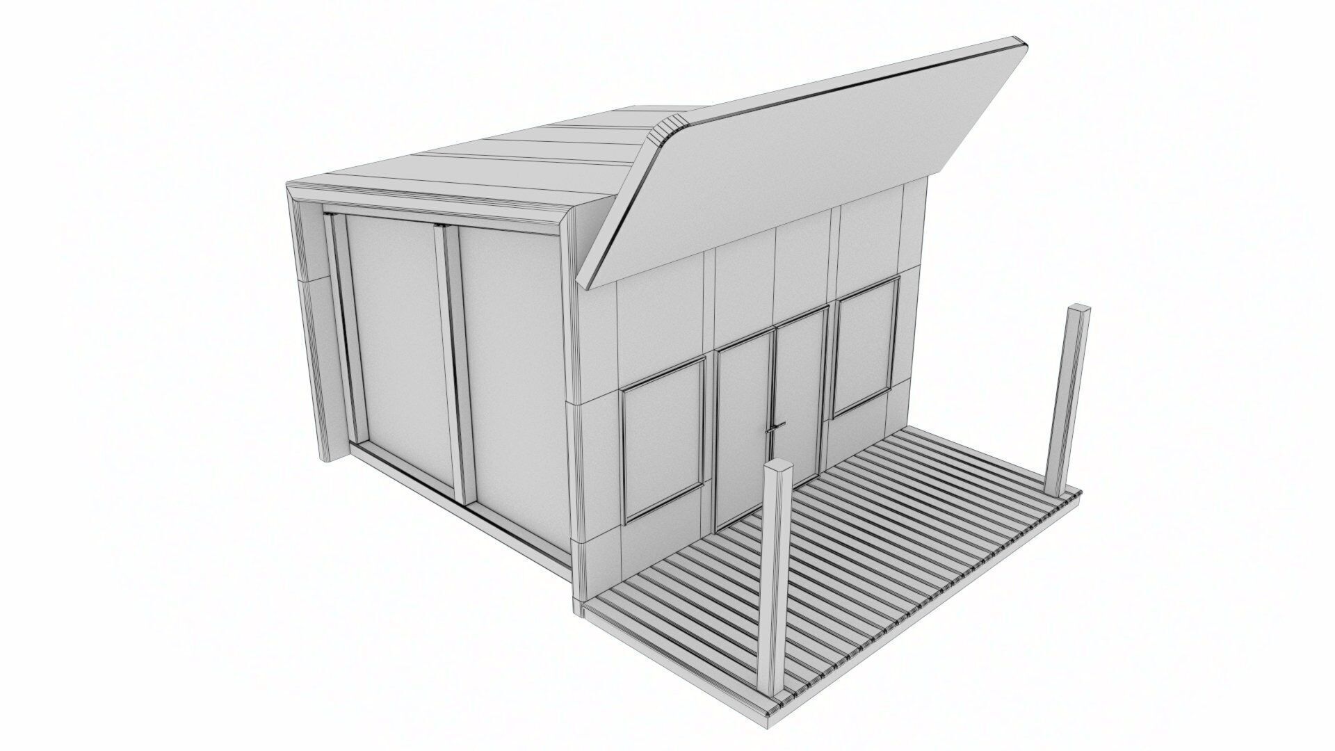 Cartoon Remote House - Animated Low-poly 3D model_32