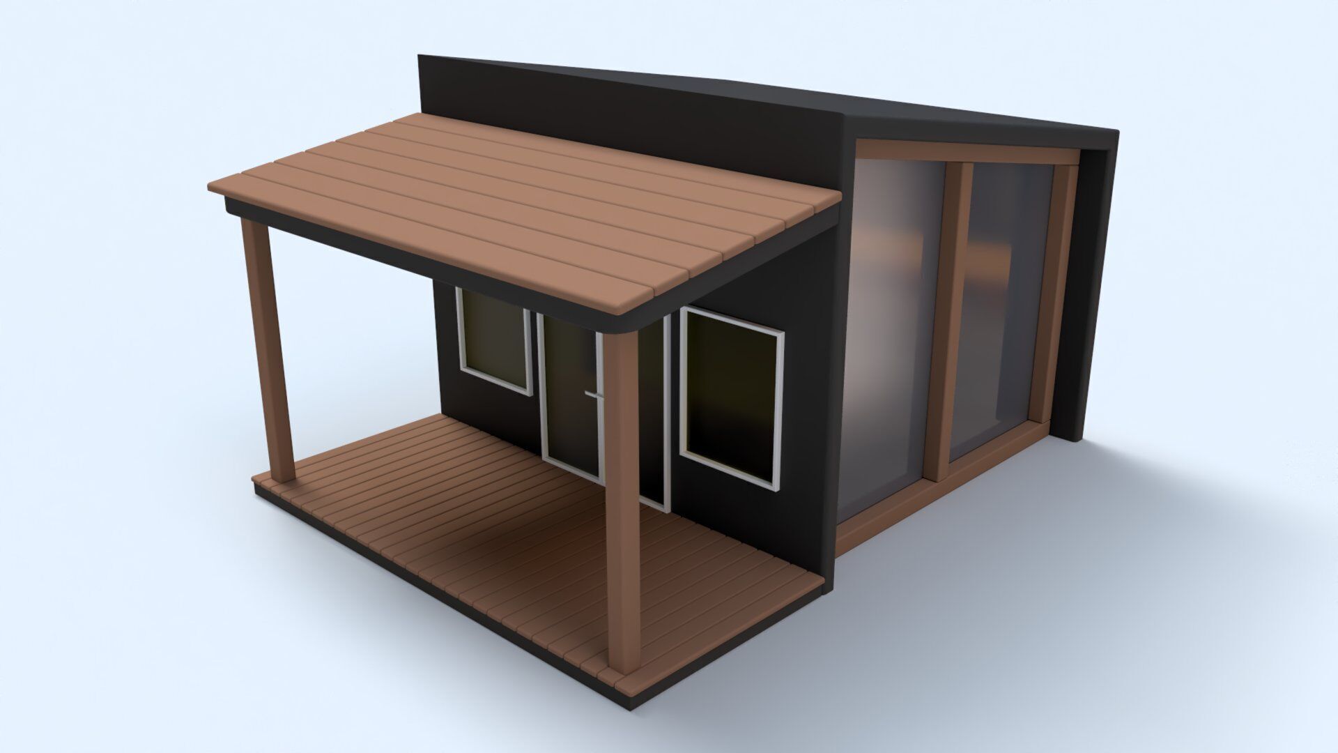 Cartoon Remote House - Animated Low-poly 3D model_2