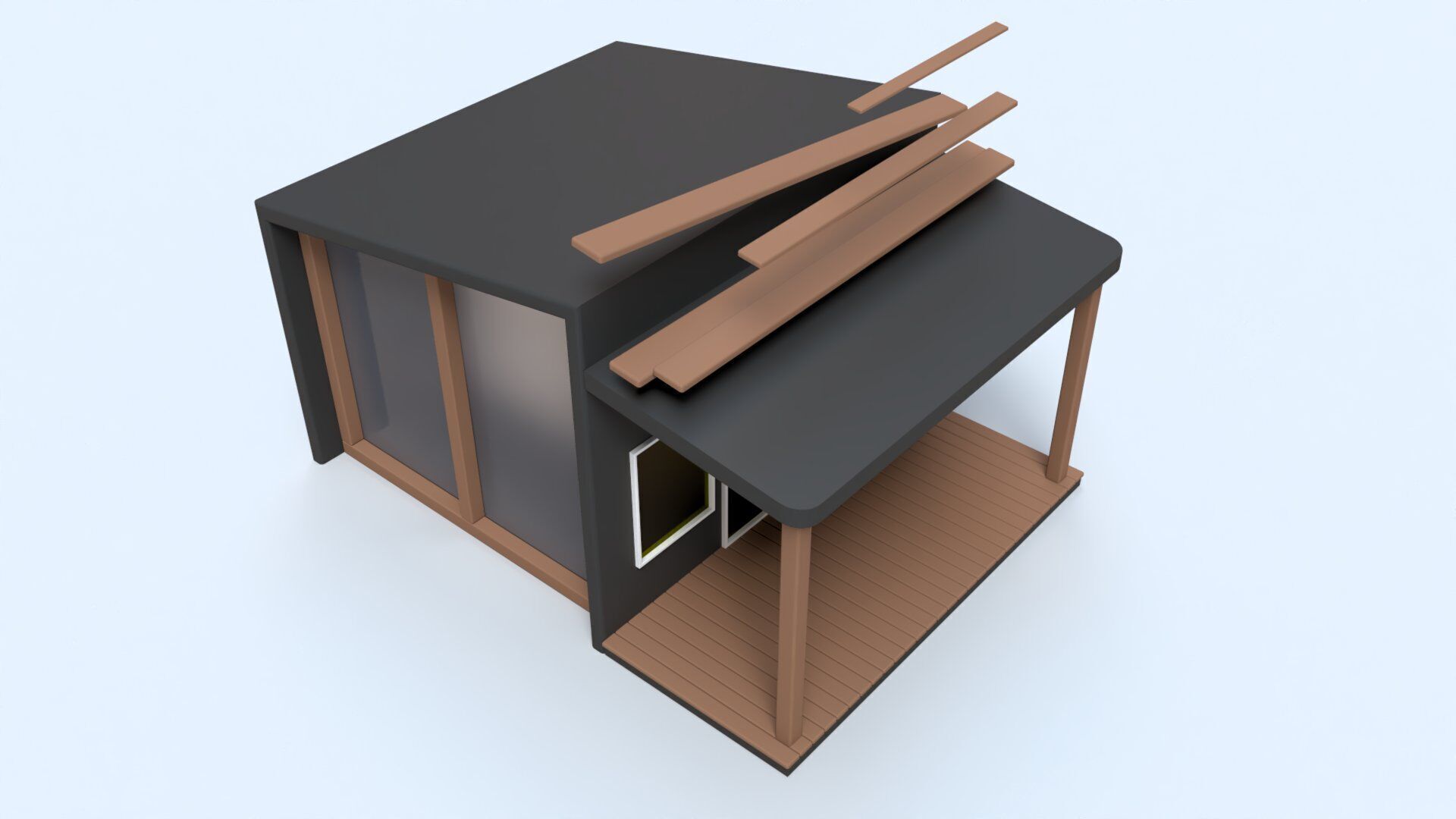 Cartoon Remote House - Animated Low-poly 3D model_7