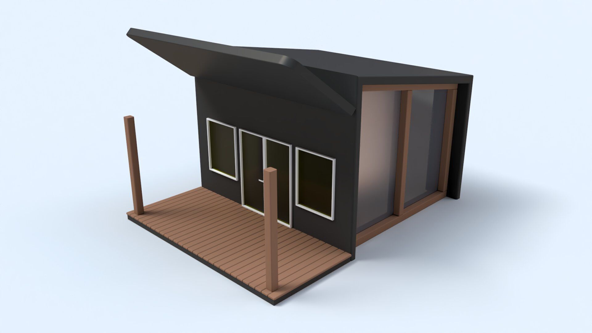 Cartoon Remote House - Animated Low-poly 3D model_9