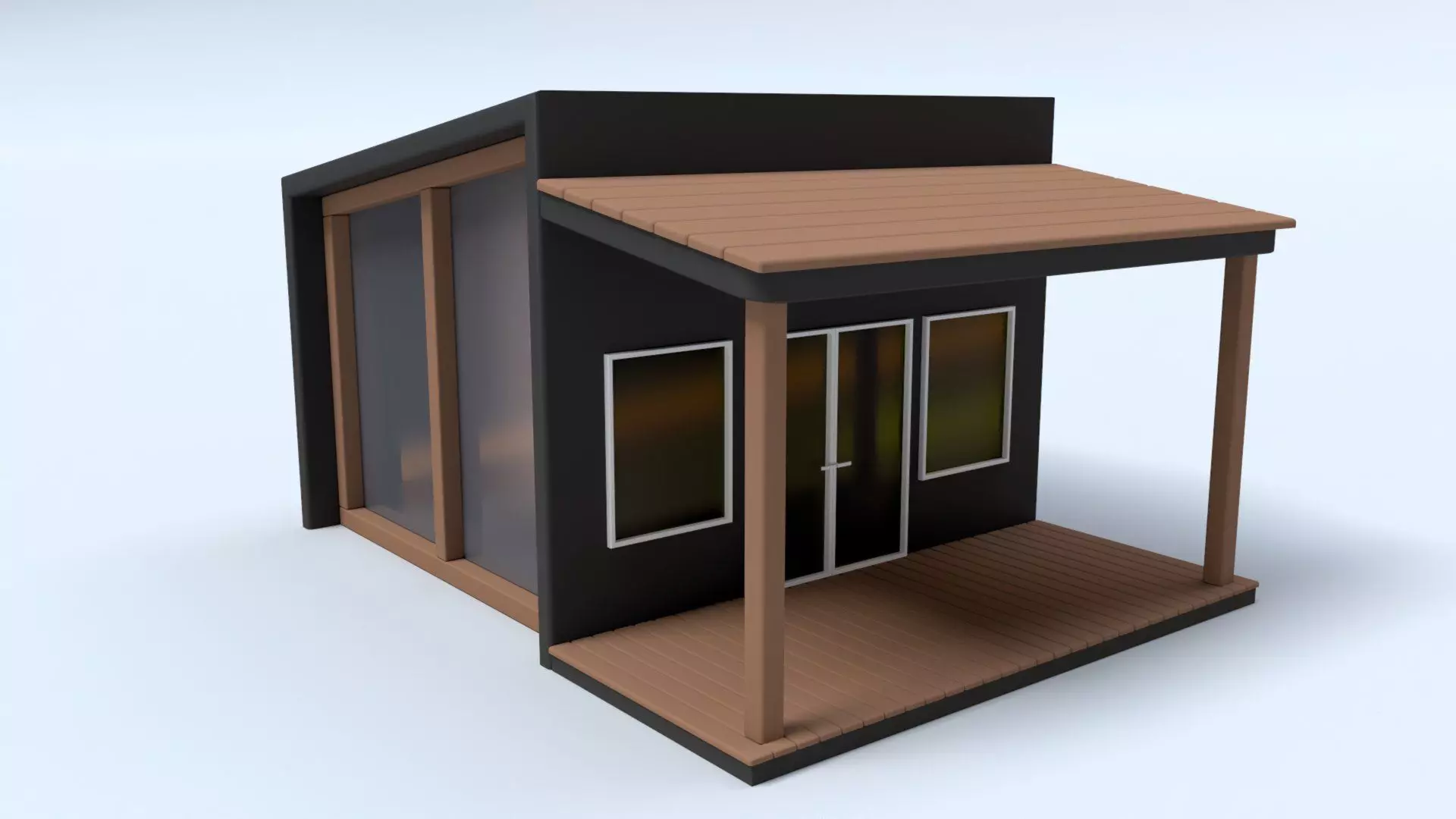 Cartoon Remote House - Animated Low-poly 3D model_0