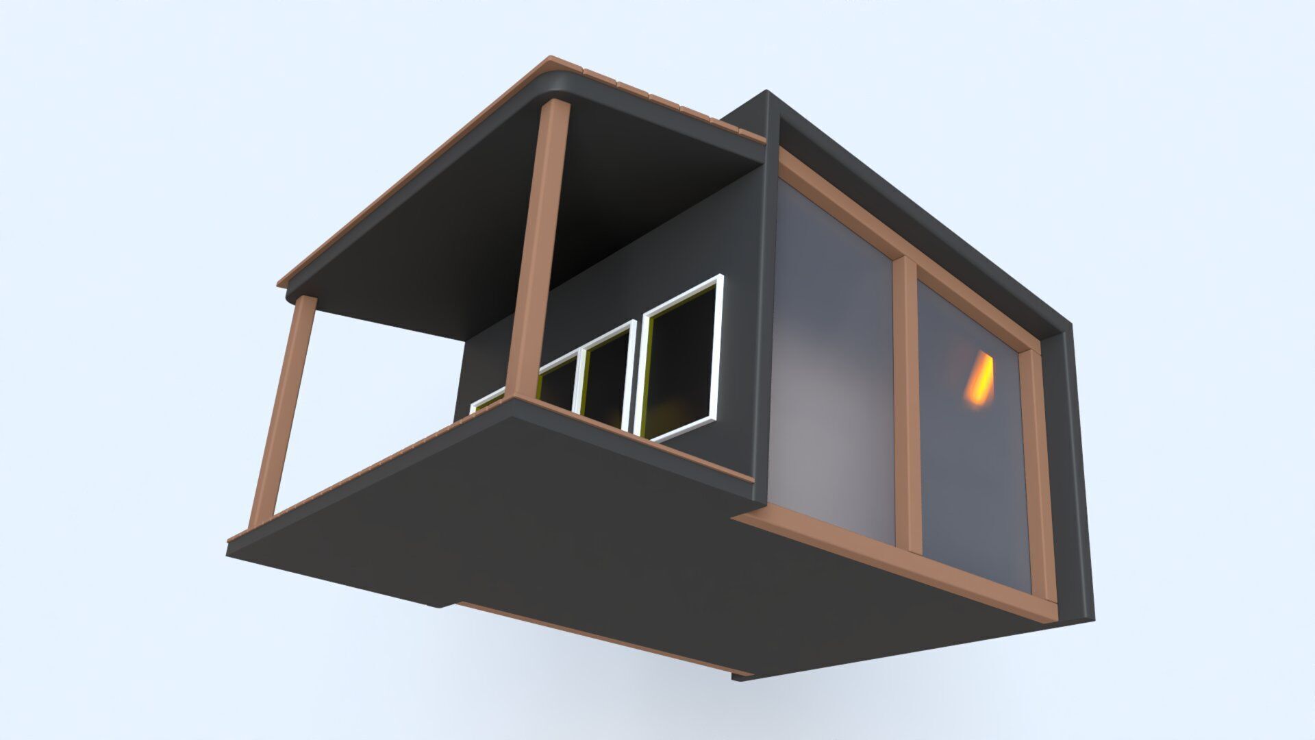 Cartoon Remote House - Animated Low-poly 3D model_15