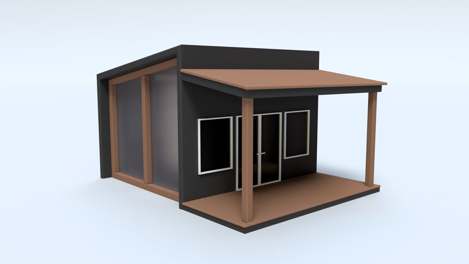 Cartoon Remote House - Animated Low-poly 3D model_6