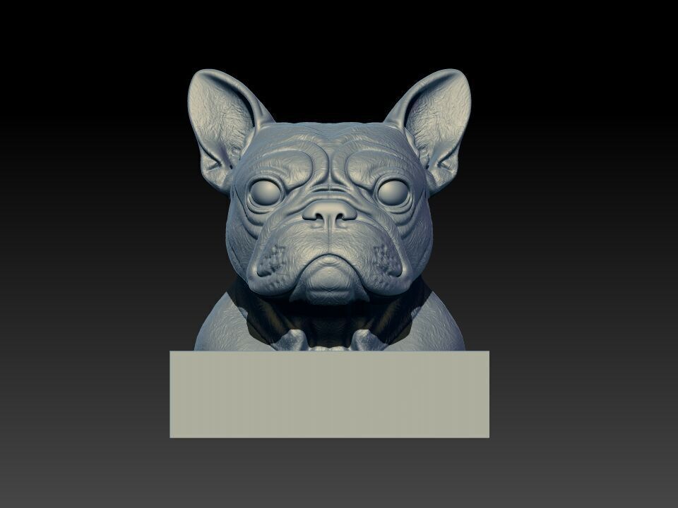 French bulldog Dog Head - statue - 3D print 3D print model_1