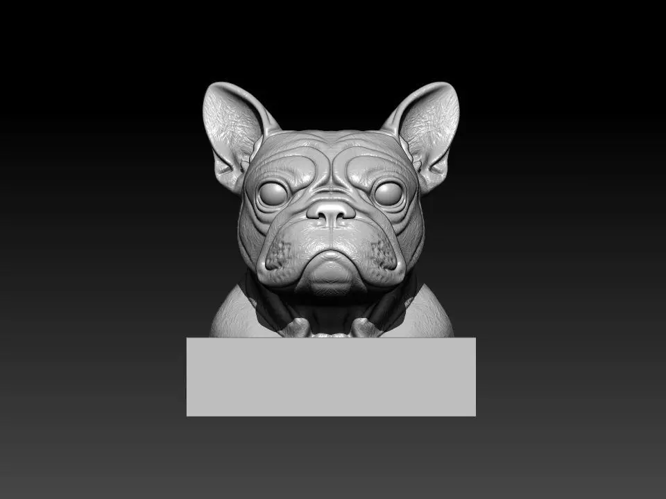 French bulldog Dog Head - statue - 3D print 3D print model_0