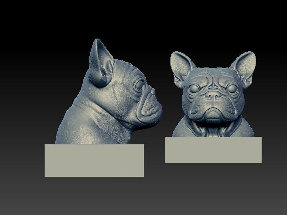 French bulldog Dog Head - statue - 3D print 3D print model_2
