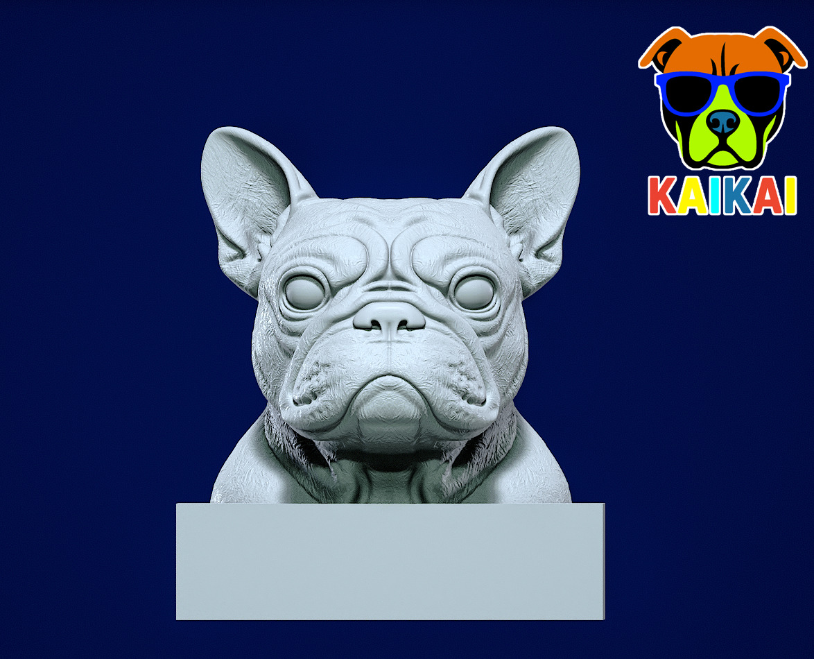 French bulldog Dog Head - statue - 3D print 3D print model_3