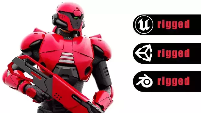 CYBORG SOL-30 Rigged for Unreal Engine - Unity - MIXAMO 3D model