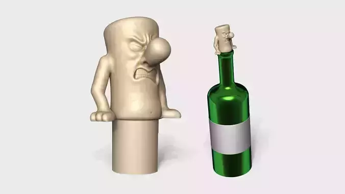 Wine Cork Replacer - Funny Escaping Character 3D print model