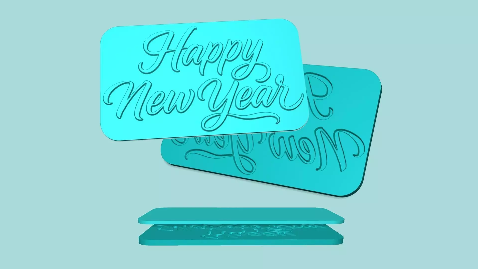 Happy New Year - Phrase Mold - Maker Template 3D print model_0