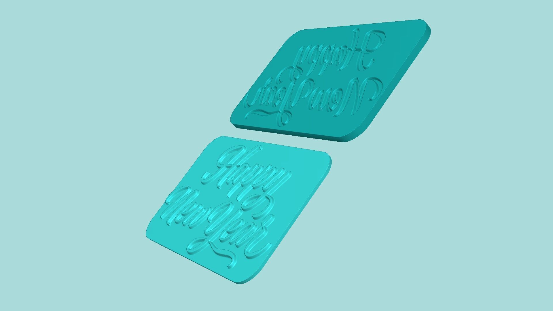 Happy New Year - Phrase Mold - Maker Template 3D print model_6