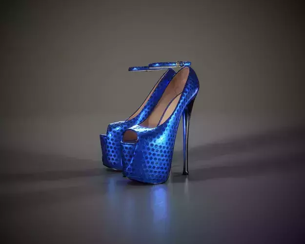 Stiletto Plateau Open Shoes Low-poly 3D model