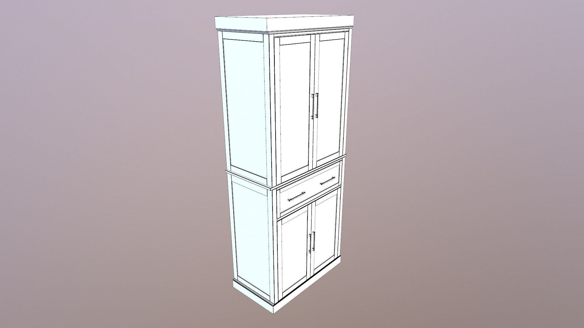Modern white cabinet 3D model_15