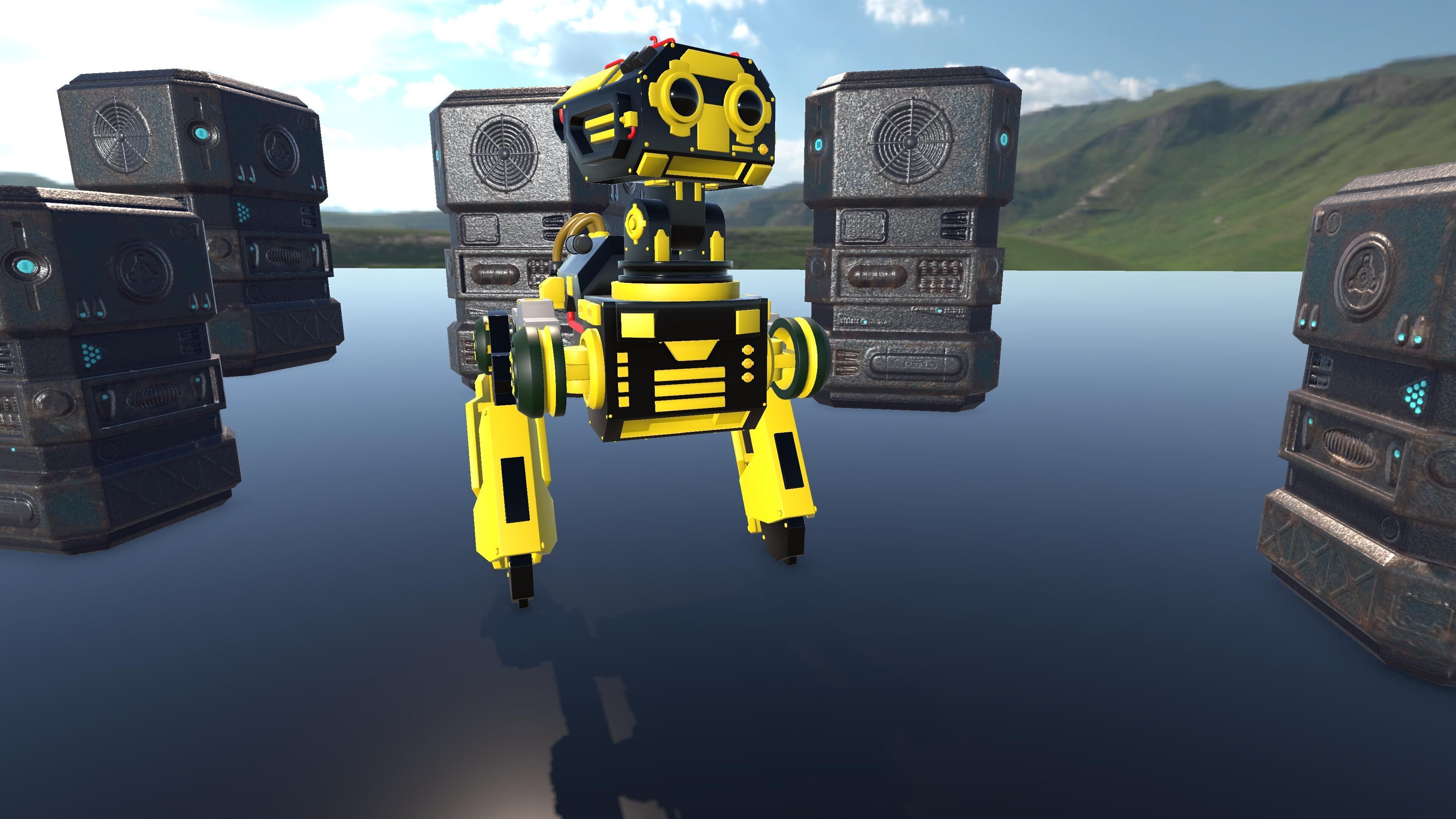 Sci-Fi Robots and Props Pack Low Poly Unity and Blender and FBX Low-poly 3D model_3