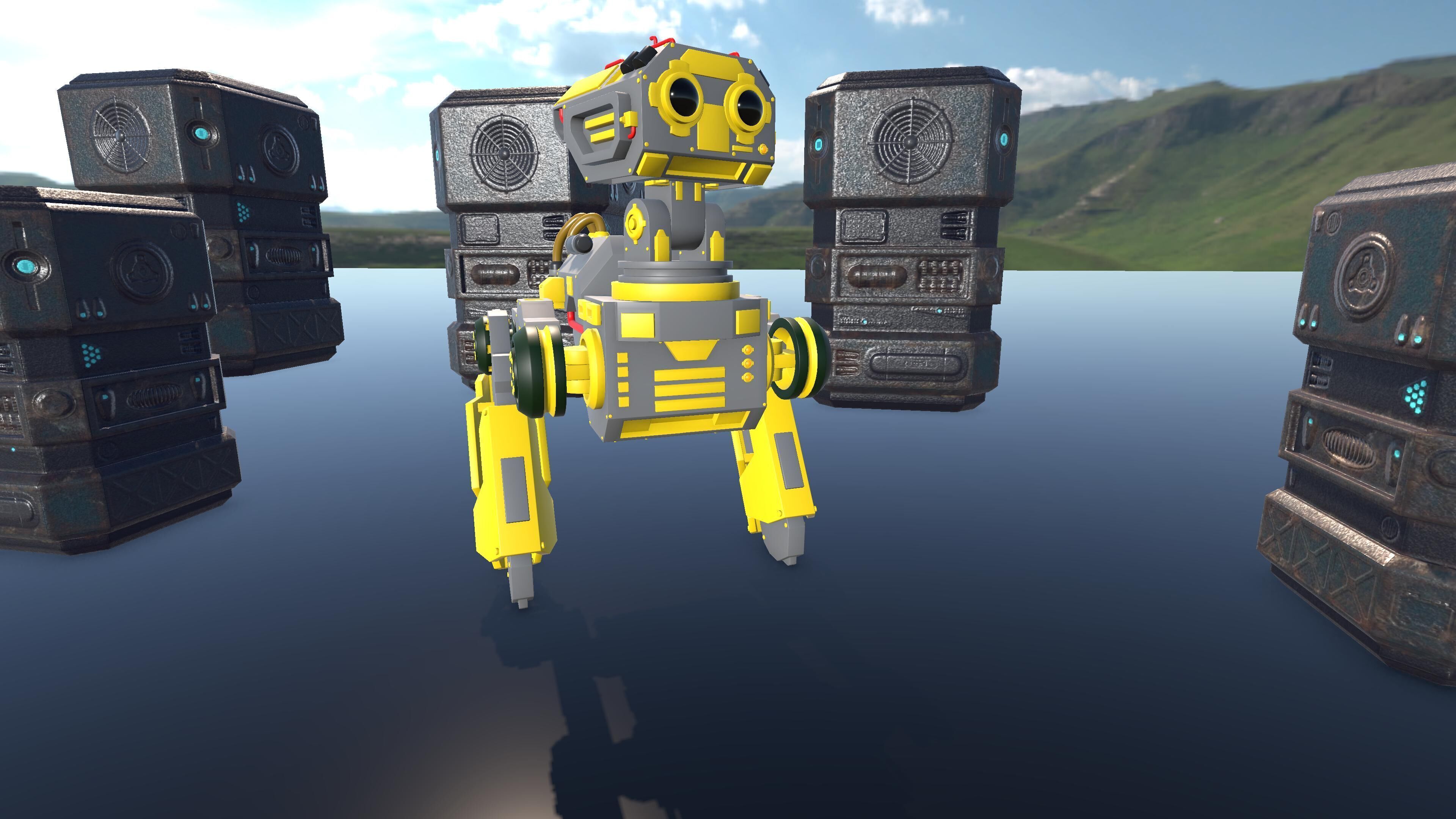 Sci-Fi Robots and Props Pack Low Poly Unity and Blender and FBX Low-poly 3D model_11