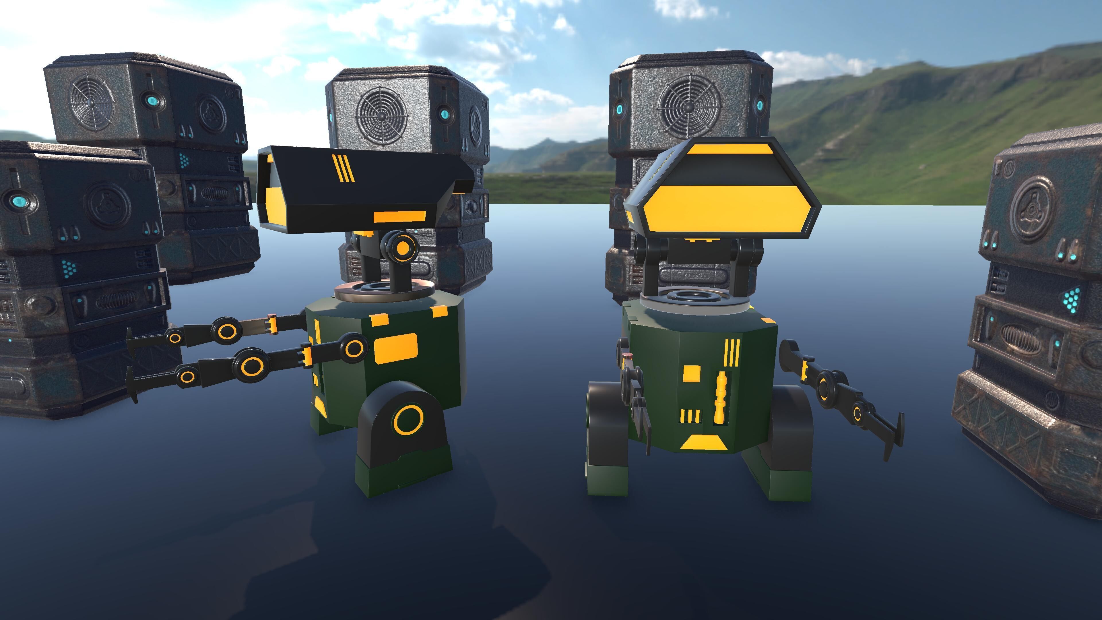 Sci-Fi Robots and Props Pack Low Poly Unity and Blender and FBX Low-poly 3D model_8