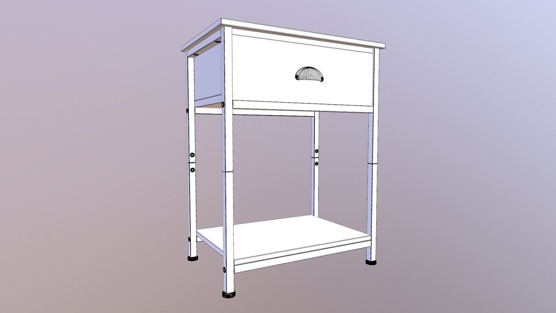 Wooden Side Table 3D model_10